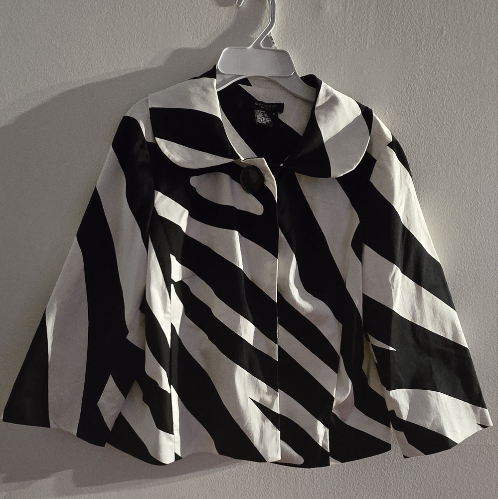 Sandro Black and White Graphic Blazer